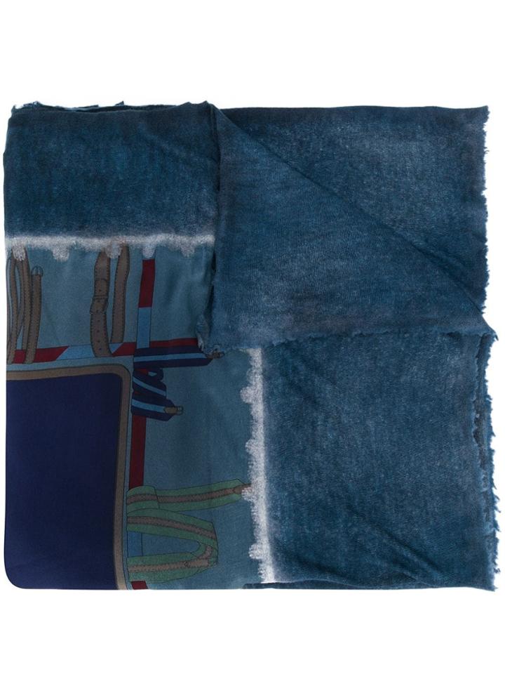Avant Toi Belt Print Scarf - Blue