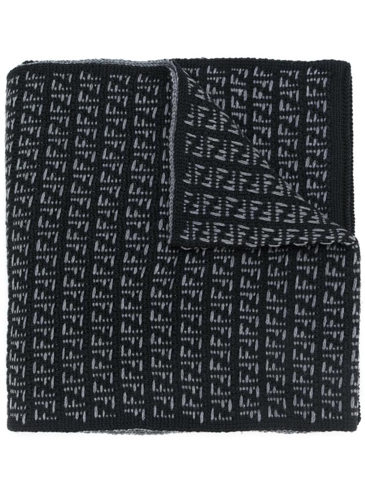 Fendi Logo Monogram Scarf - Black