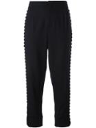A.f.vandevorst Pinstripe Cropped Trousers, Women's, Size: 42, Blue, Virgin Wool/lyocell