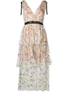 Self-portrait V-neck Maxi Dress - Nude & Neutrals