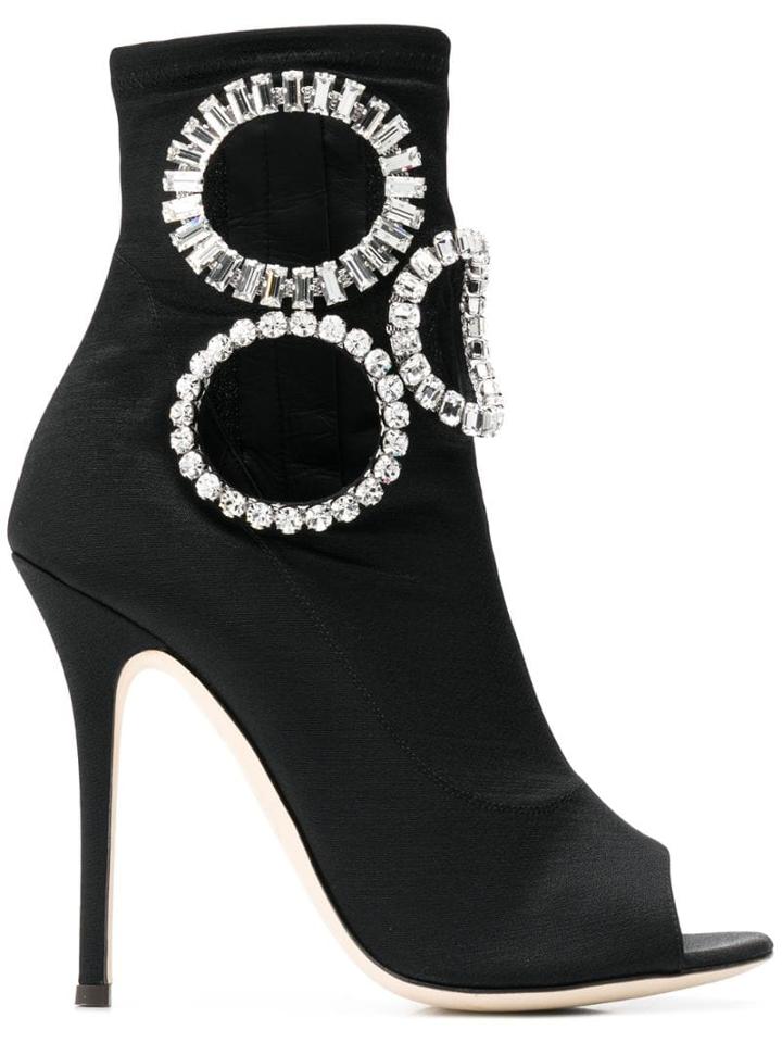 Giuseppe Zanotti Crystal Embellished Heeled Boots - Black