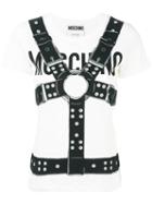 Moschino - Harness Print T-shirt - Women - Cotton - 40, Black, Cotton