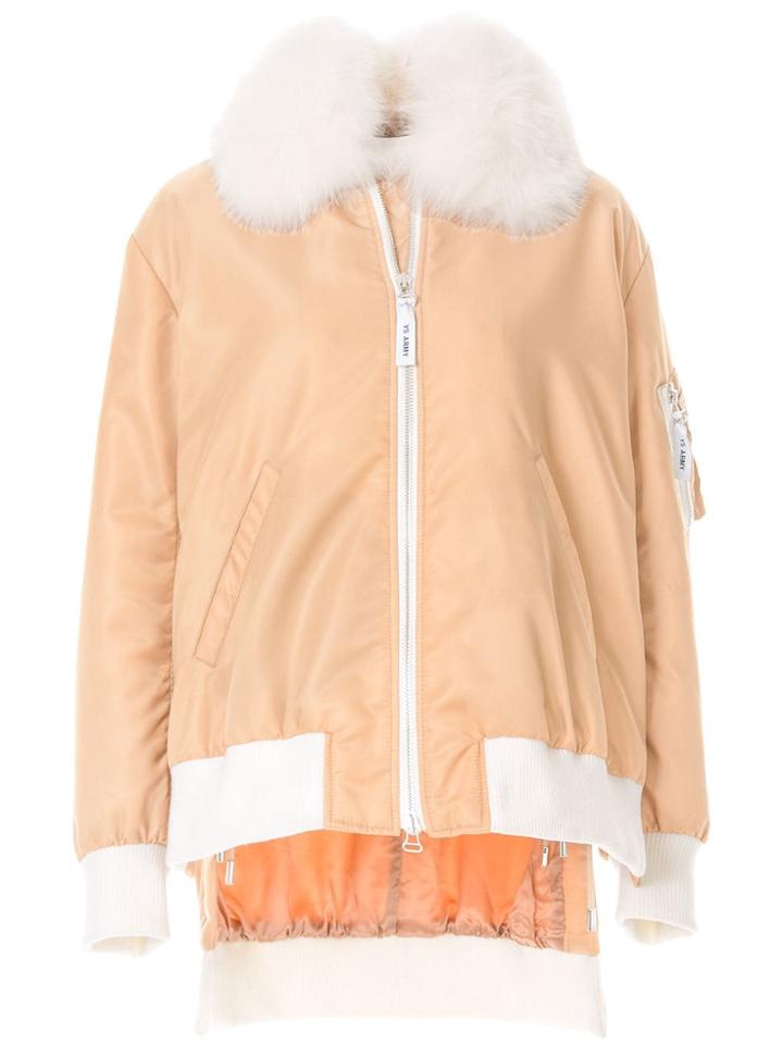 Yves Salomon Army Fox Fur Trim Bomber Jacket - Neutrals