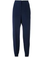 Cédric Charlier Elasticated Cuffs Cropped Trousers - Blue