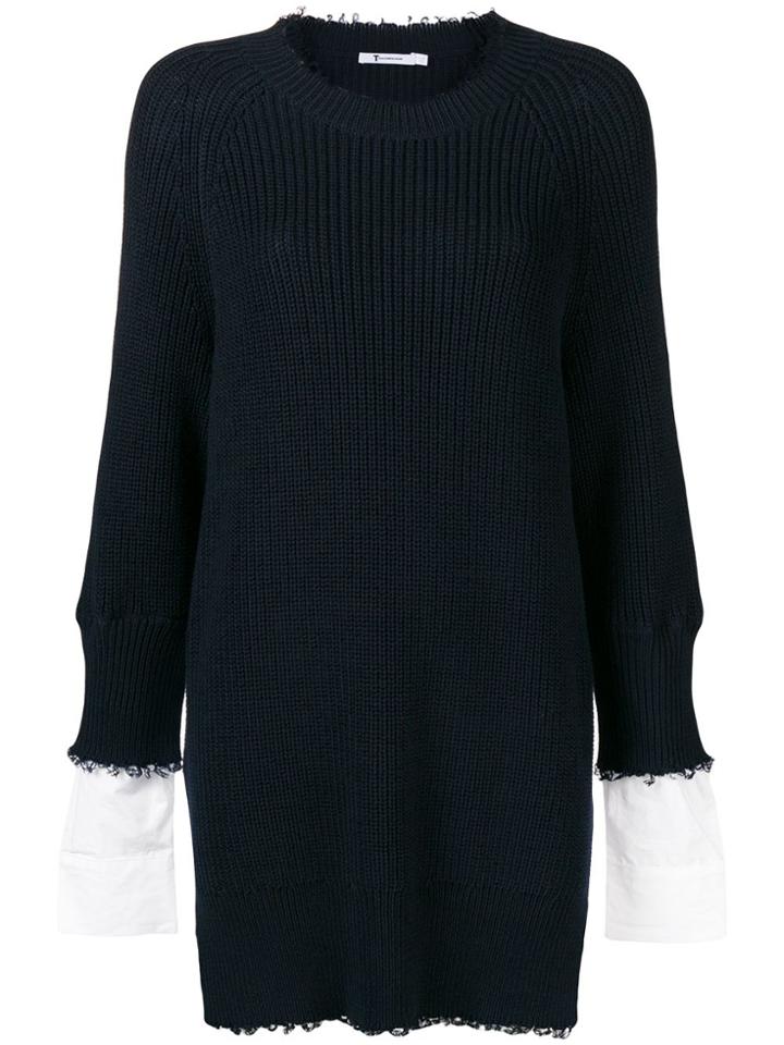 T By Alexander Wang Asymmetric Layered Dress - Blue