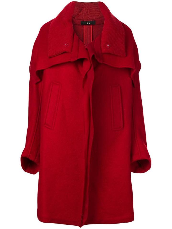 Y's Oversized Single Breasted Coat - Red