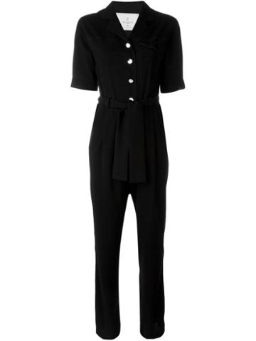 Carolinaritz Belted Shirt Jumpsuit, Women's, Size: 36, Black, Polyester