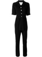 Carolinaritz Belted Shirt Jumpsuit, Women's, Size: 36, Black, Polyester