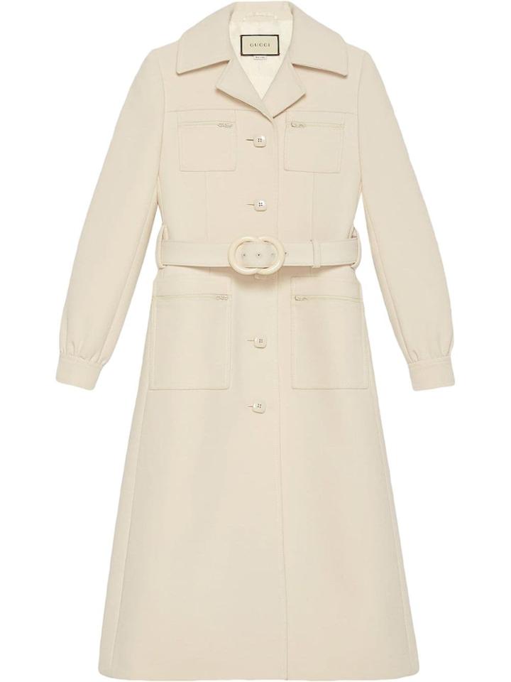 Gucci Belted Wool Coat - White
