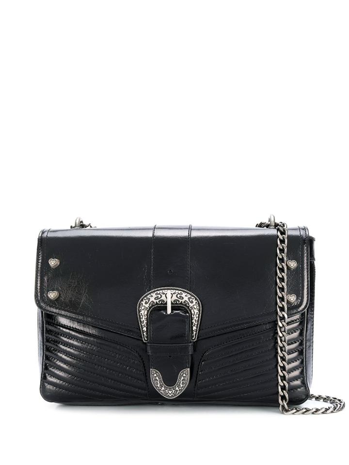 Twin-set Buckle-detail Cross Body Bag - Black