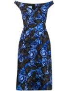 Prada Floral Print Knitted Dress - Blue