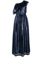 In The Mood For Love Evelyn Sequinned One-shoulder Gown - Blue