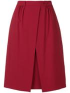 Emporio Armani Off Centre Split Skirt - Red