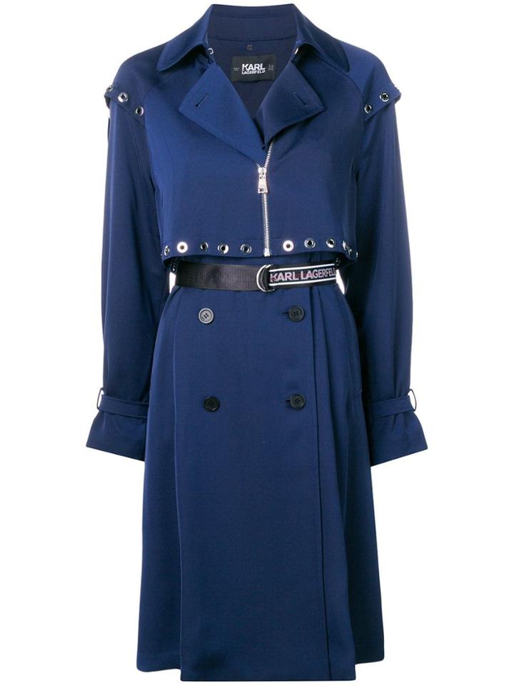 Karl Lagerfeld Transformer Trench Coat - Blue