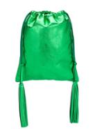 Attico Leather Metallic Bucket Bag - Green