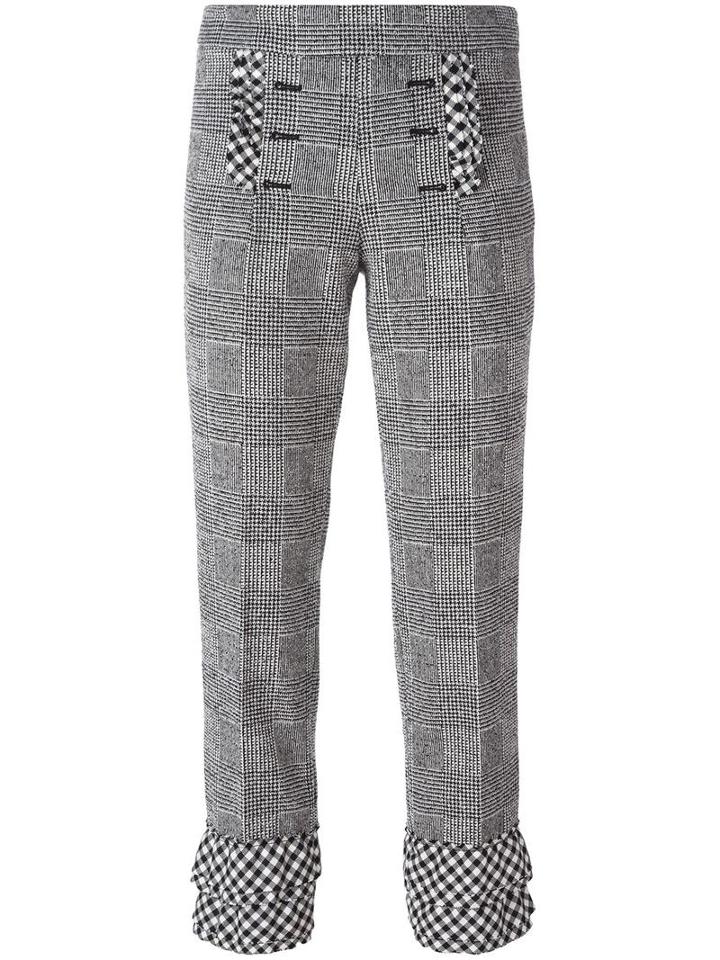 Rossella Jardini Glen Plaid Cropped Trousers, Women's, Size: 42, Black, Virgin Wool/polyamide/acetate/viscose
