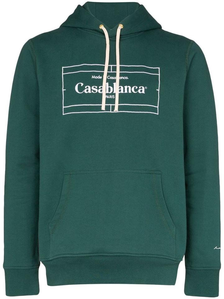 Casablanca Tennis Court Logo Hoodie - Green
