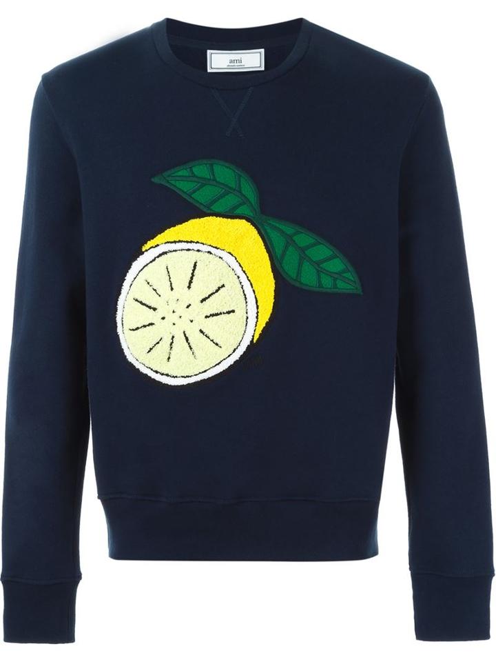 Ami Alexandre Mattiussi Lemon Patch Sweatshirt, Men's, Size: Xxl, Blue, Cotton