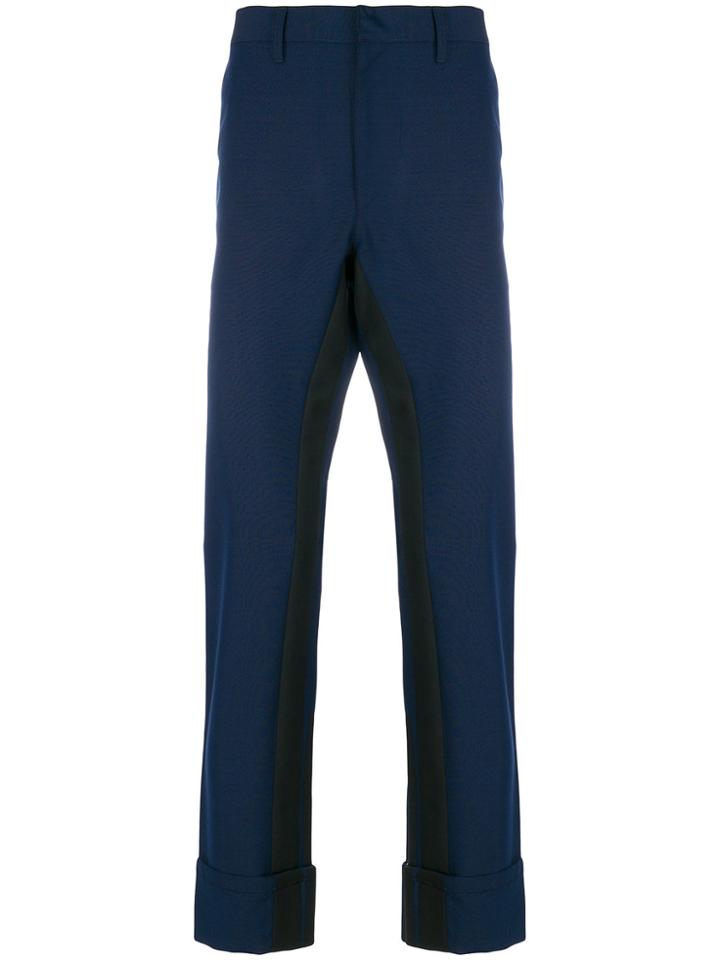 Prada Contrasting-stripe Trousers - Blue