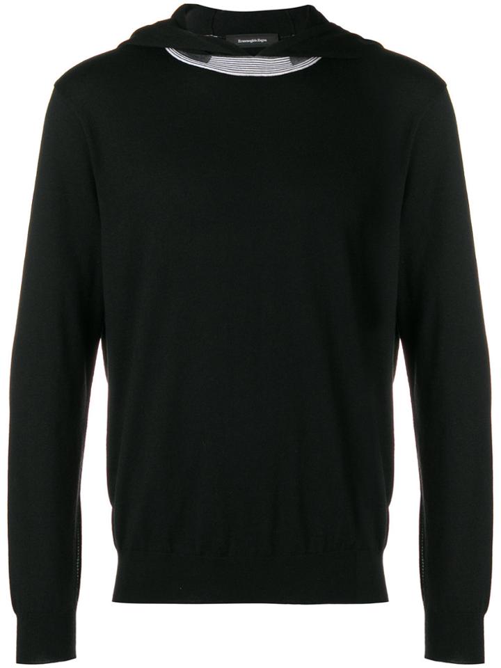 Ermenegildo Zegna Contrast-collar Hooded Sweatshirt - Black
