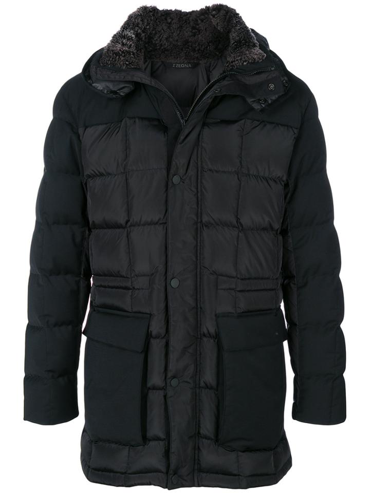 Z Zegna Padded Coat - Black