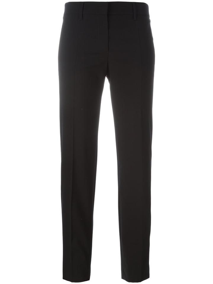 Prada Cropped Pants, Women's, Size: 44, Black, Virgin Wool