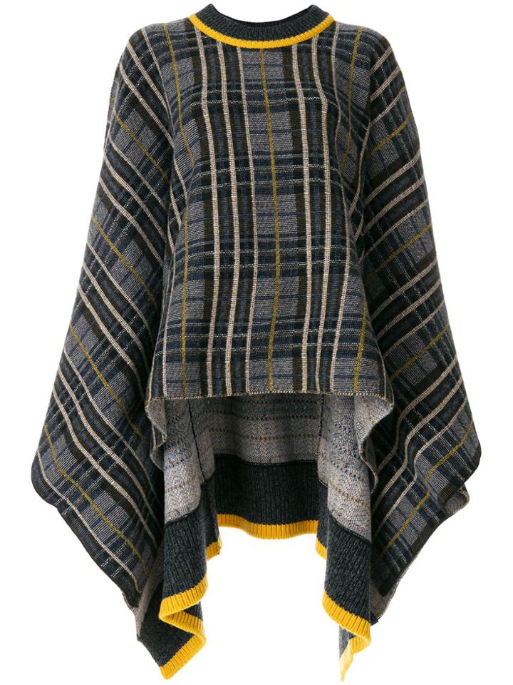 Pringle Of Scotland Felted Check Poncho - Multicolour
