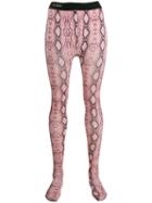 Laneus Snakeskin-print Leggings - Pink