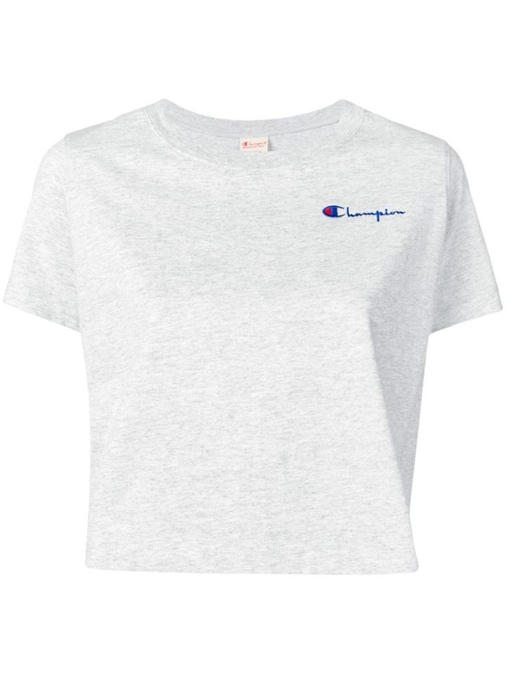 Champion Logo Embroidered Crop T-shirt - Grey