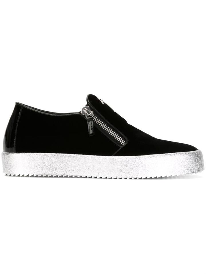 Giuseppe Zanotti Design Adam Slip-on Sneakers, Men's, Size: 43, Black, Velvet/leather/rubber/patent Leather