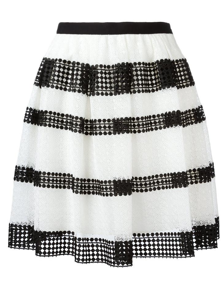 Michael Michael Kors Stripe Panel Skirt, Women's, Size: 4, Black, Polyester/cotton