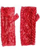 Filles A Papa 'erin' Sequin Embellished Fingerless Gloves, Women's, Size: 42, Red, Viscose
