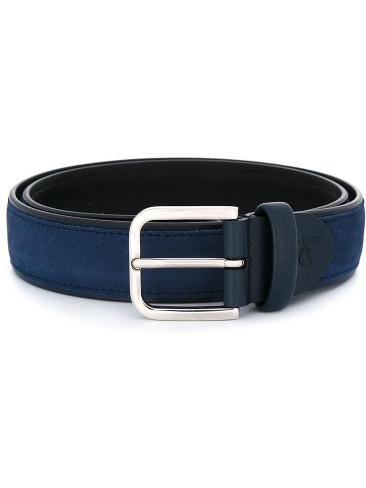 Canali Classic Belt, Men's, Size: 105, Blue, Leather