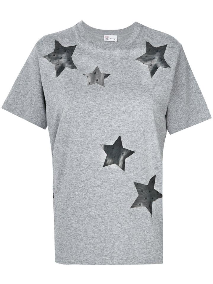 Red Valentino - Star Mesh T-shirt - Women - Cotton/polyamide - S, Grey, Cotton/polyamide