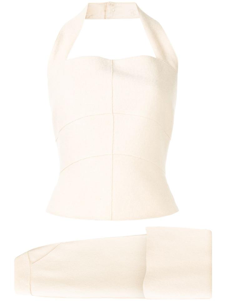 Chanel Pre-owned Halterneck Top And A-line Midi Skirt Set - Neutrals