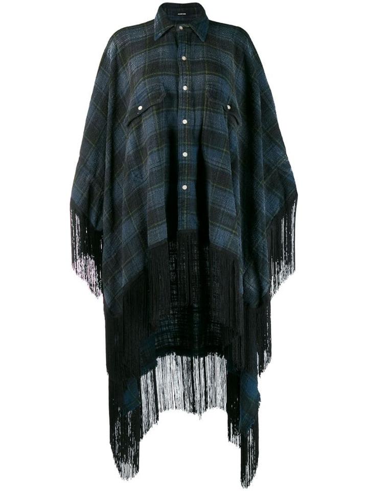 R13 Plaid Shirt Poncho - Blue