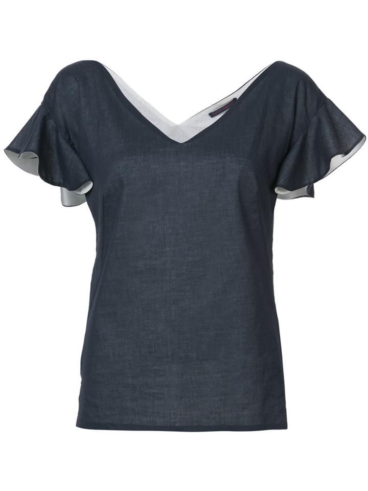 Harvey Faircloth Ruffle Sleeve T-shirt - Blue