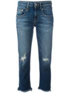 R13 - Shredded Trim Cropped Jeans - Women - Cotton/spandex/elastane - 29, Blue, Cotton/spandex/elastane
