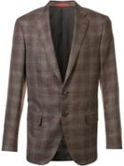 Isaia Classic Checked Blazer, Men's, Size: 52, Wool/silk/linen/flax/cashgora