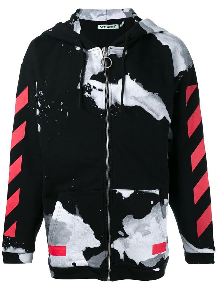 Off-white Painted Print Hoodie, Men's, Size: Xl, Black, Cotton