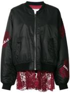 Gaelle Bonheur Lace Appliqué Bomber Jacket - Black