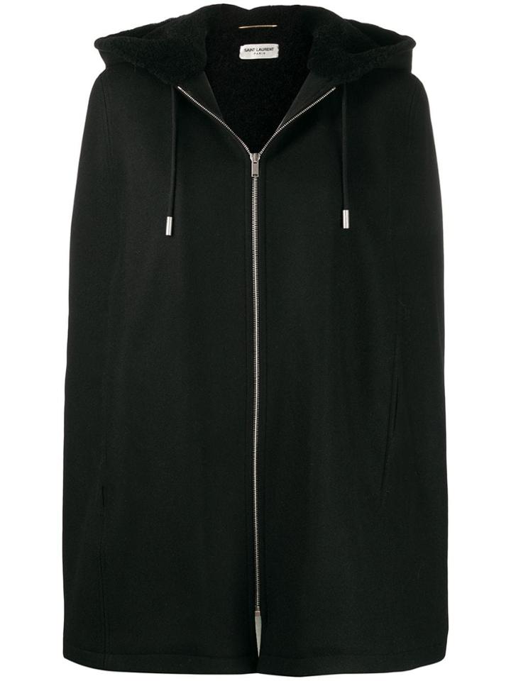 Saint Laurent Cape-style Hooded Jacket - Black