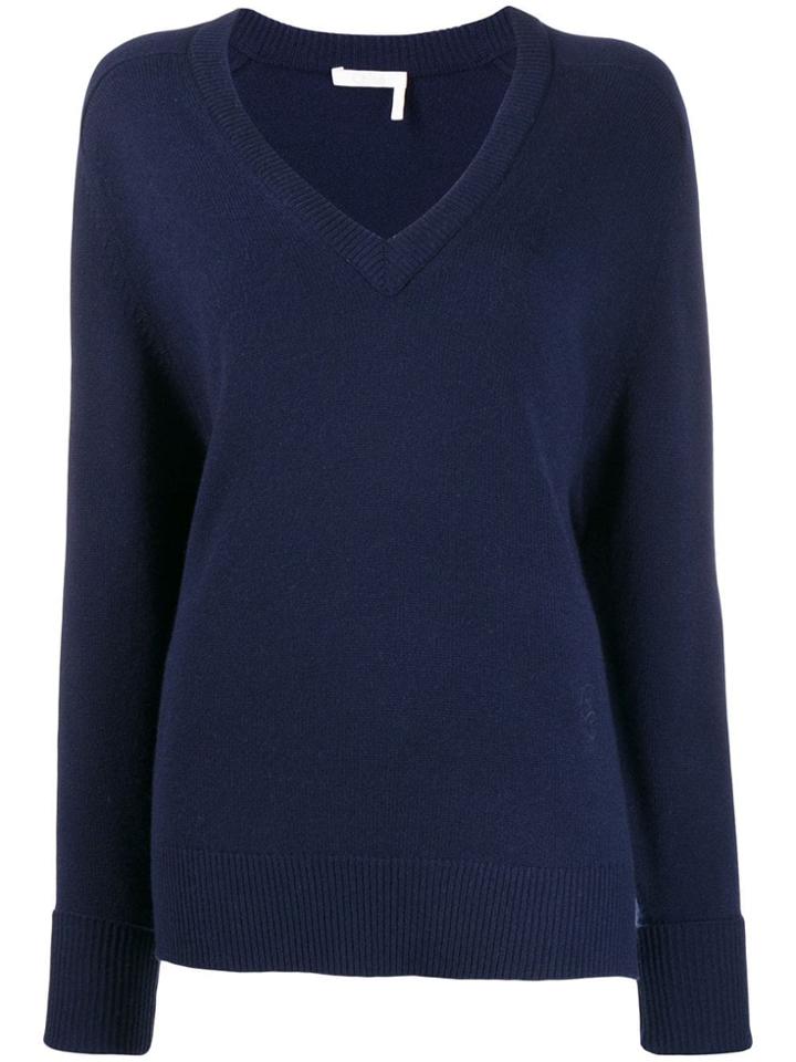 Chloé V-neck Cashmere Sweater - Blue
