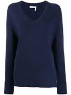 Chloé V-neck Cashmere Sweater - Blue