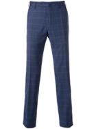 Incotex Slim Fit Checked Trousers - Blue