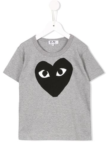 Comme Des Garçons Play Kids Heart Print T-shirt, Toddler Boy's, Size: 2 Yrs, Grey