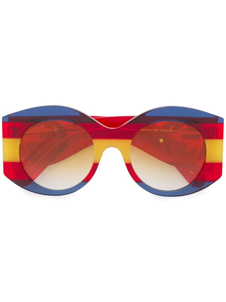 Gucci Eyewear Striped Round Glasses - Multicolour