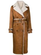 Urbancode Belted Leather Effect Coat - Brown