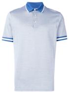 Canali Striped Trim Polo Shirt - Blue