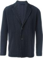 Homme Plissé Issey Miyake Zig-zag Textured Blazer, Men's, Size: 4, Blue, Polyester